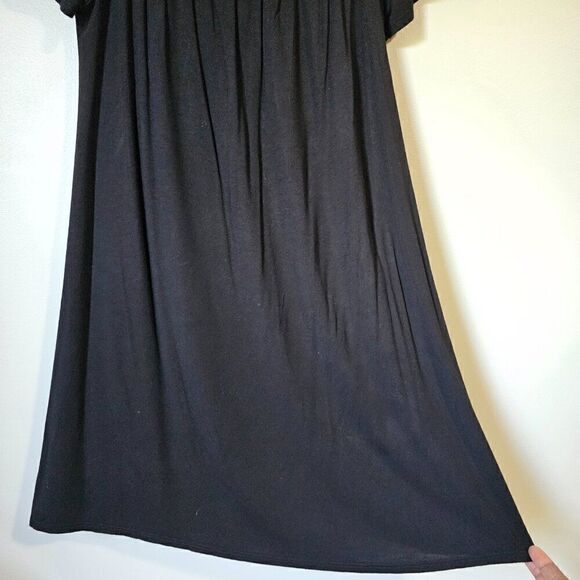 EUC SO BLACK PERFECTLY SOFT OFF SHOULDER ELASTIC SWING STYLE SHORT DRESS SIZE L - Picture 3 of 15